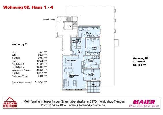 Haus 3 : Grundriss Wohnung 2 (3.2)