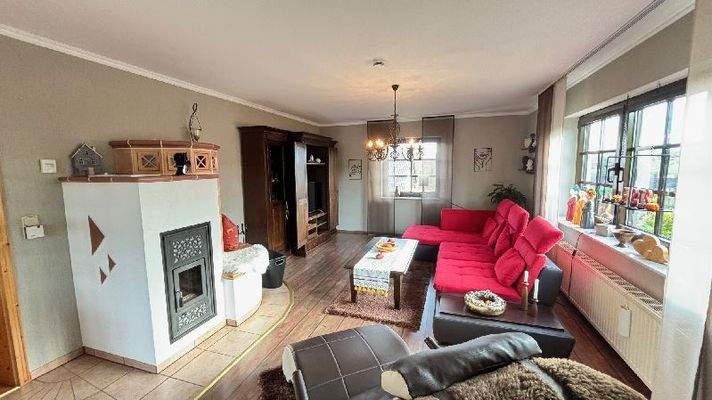 Das Wohnzimmer mit Kaminofen