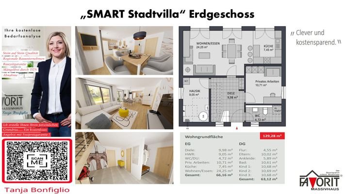 Smart Stadtvilla Erdgeschoss Wohnbeispiel