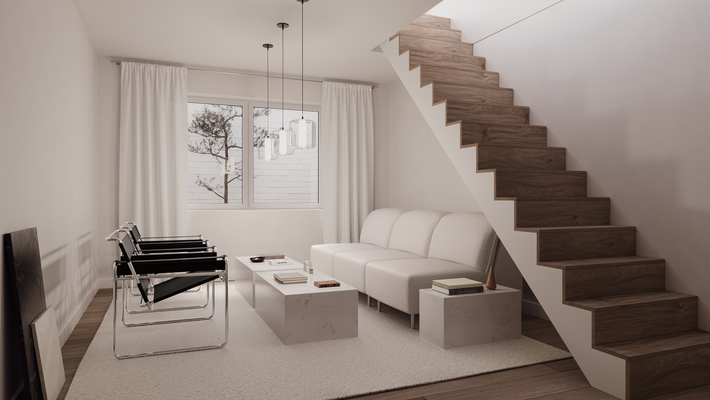 Visualisierung Gästewohnung als Besprechung Homeoffice