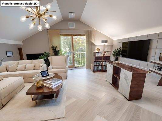 Wohnzimmer Dachgeschoss Visualisierung via Homestaging