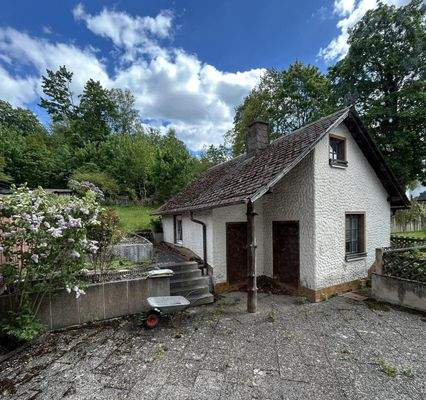 Gartenhaus massiv Terrasse