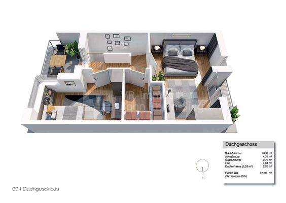 Grundriss Dachgeschoss visualisert
