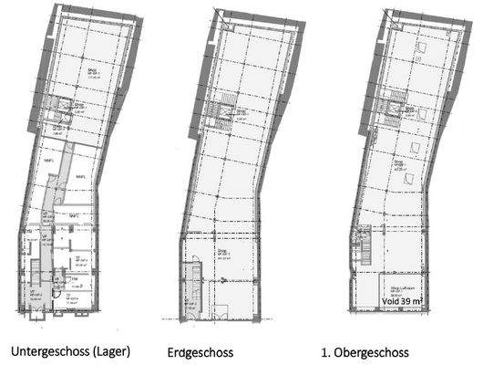 Grundriss Einzelhandel EG, 1 OG und UG