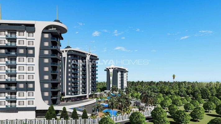 Stylish Flats in an Extensive Project in Alanya Avsallar