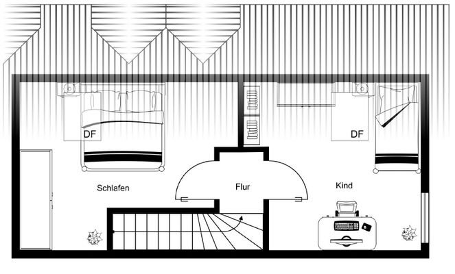 Grundrissbeispiel Dachgeschoss 3 Zi