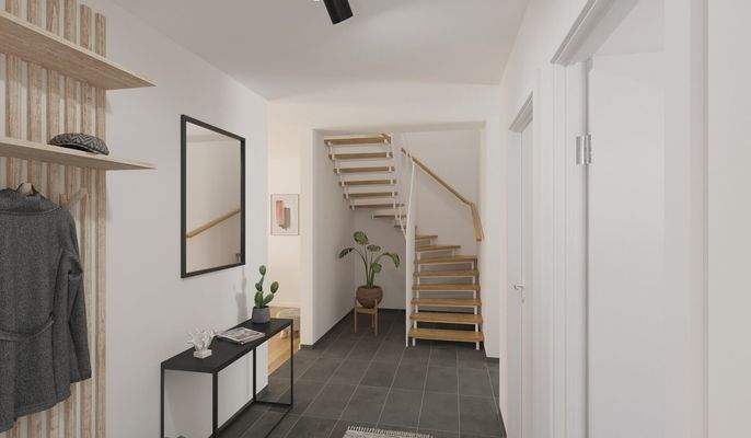 Visualisierung des Eingangsbereiches im Einfamilie