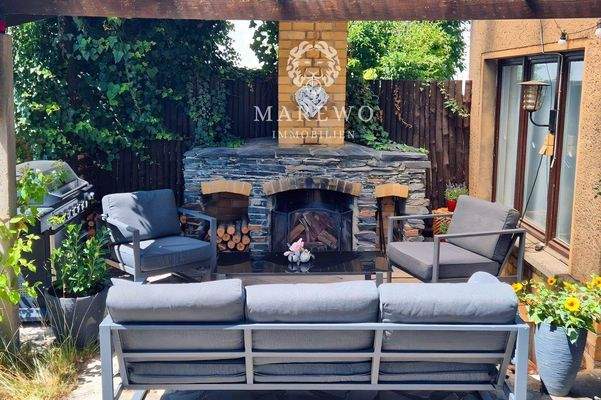 Außenkamin im Gartenhaus