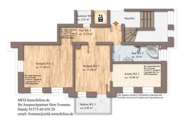 Große 2 Raum mit Balkon & Fahrstuhl / Besichtigen - Bewerben - Einziehen - Wohlfühlen / Einbauküche vereinbar