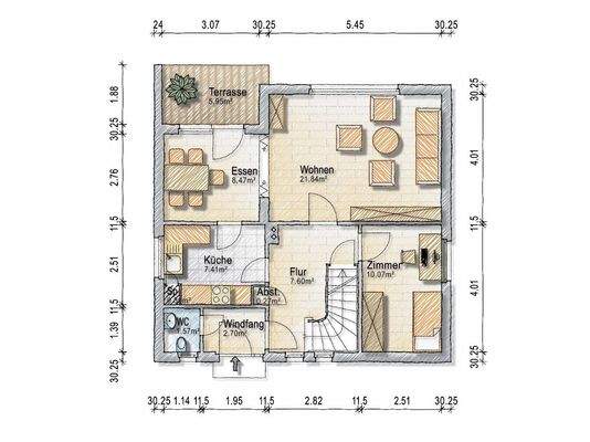 Grundriss EG (nicht maßstäblich)