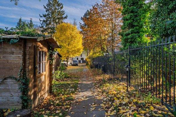 Tool shed in the driveway