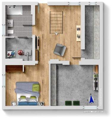 Grundriss teilausgebautes Kellergeschoss