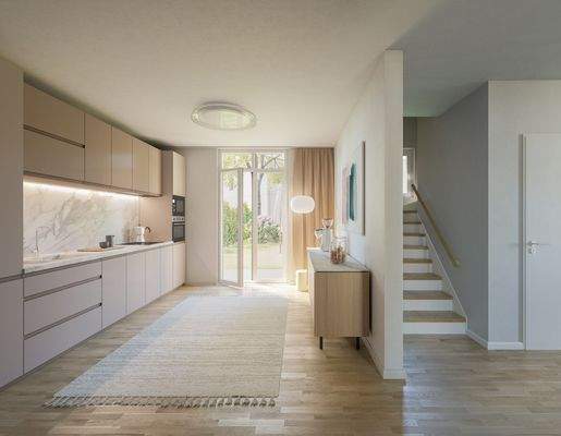 Küchenbereich räumlich von Wohnen getrennt