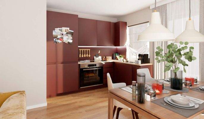 Die offene Küche im Wohn- und Essbereich