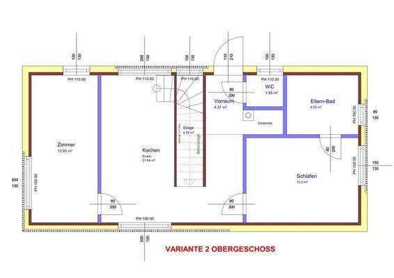 Variante 2 - Obergeschoss mit einem zusäztzlichen 