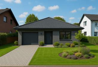 Visualisierung Baugrundstück mit Bungalow (Beispiel)