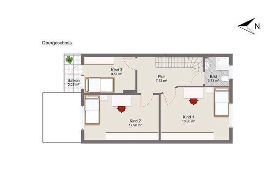 Obergeschoss mit Musterausstattung