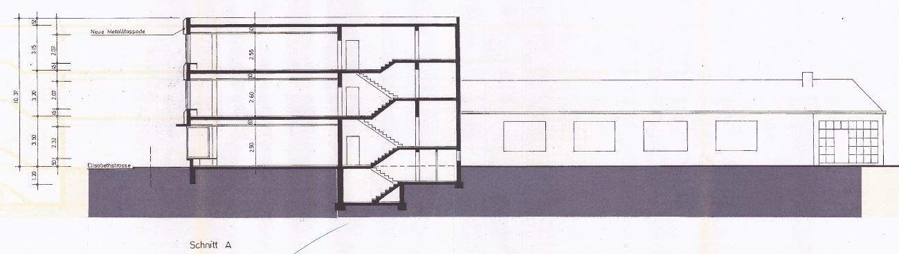 Längsschnitt Süd-Nord ohne 3. OG