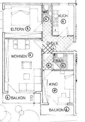 Grundrissplan Whg. Nr. 4 im 1.OG