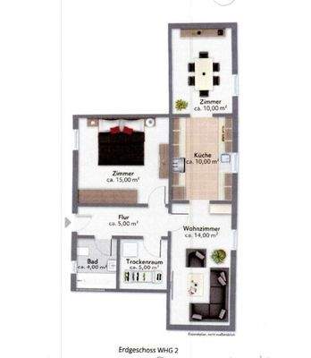 Nr. 2) EG-Wohnung (63 m² Wfl) Nord-Seite 