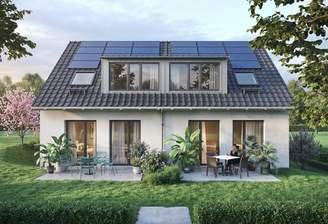 Rückseite mit Garten und Terrasse
