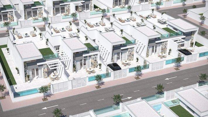 One-Level Villas with Pool and Solarium in Los Alcázares Murcia