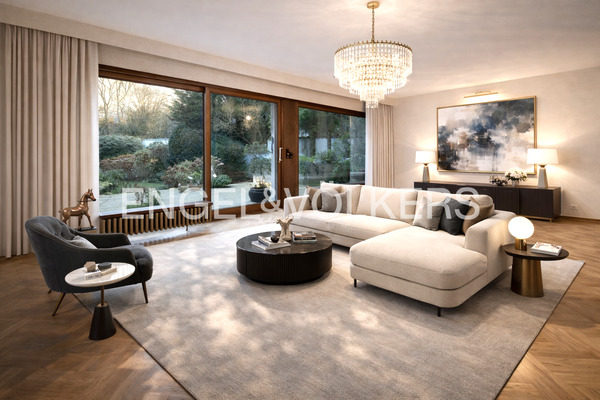 Homestaging -  stilvoll inszenierter Wohnbereich  mit Blick ins Grüne