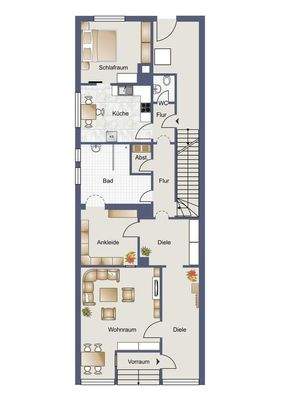 Grundriss aktuell mit 3 Zimmer