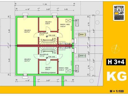 Grundriss Keller Haus 3 + 4