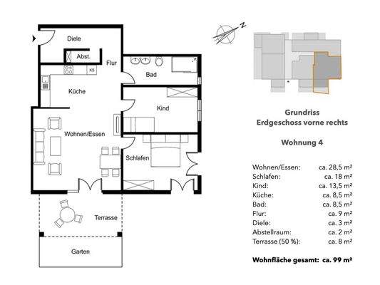 Alternative Drei-Zimmerwohnung - WHG 4, Kaltmiete € 1.533,50