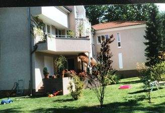 Blick auf Terrasse im Sommer