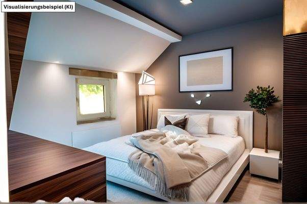 Das Schlafzimmer im Dachgeschoss (KI-generiert)