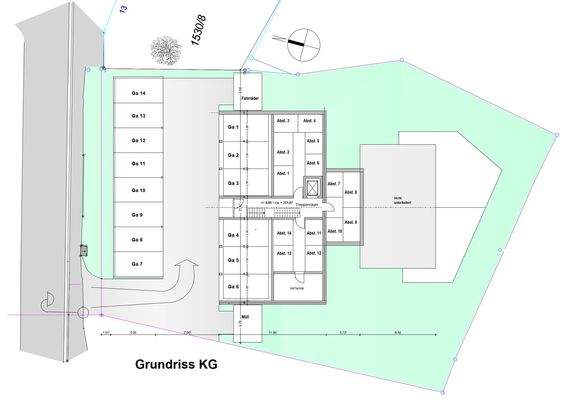 Geschossplan Untergeschoss Eingang - Garagen