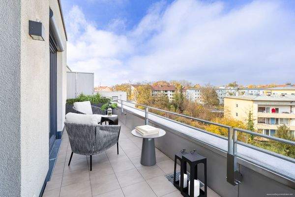 Visualisierte Möblierung der Dachterrasse