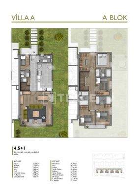 Villas in a Complex with Garden and Balconies in Basaksehir