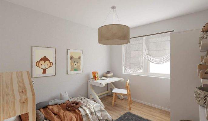 Visualisierung des Kinderzimmers 1 der Eigentumswo