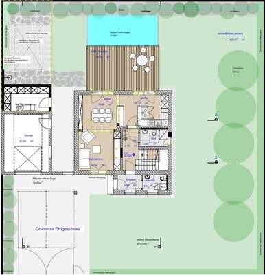 Grundriss Erdgeschoß inkl. Grundstück