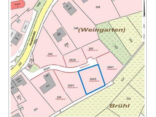 Lageplan Baugebiet Weingarten - Flst. 343/3, ca. 500 m²