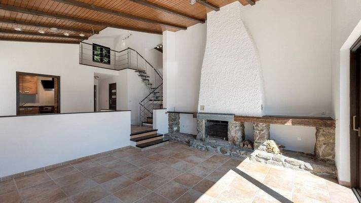 Wohnzimmer mit Cheminée