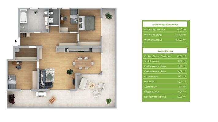 Grundriss Wohnung 122 + 222