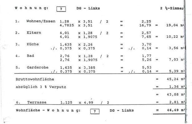 Wohnflächenbrechnung