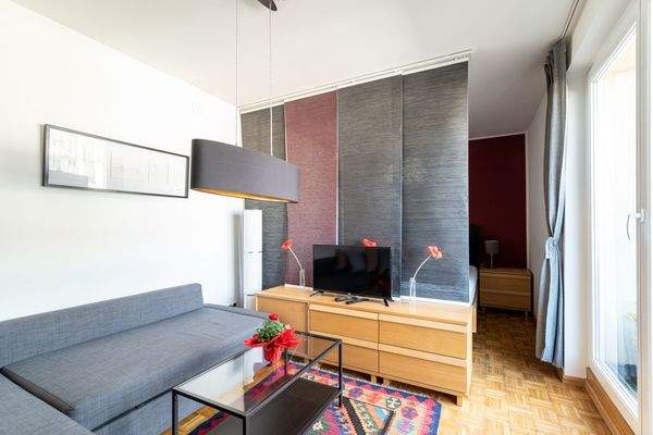 Wohn-Schlafzimmer mit Schlafcouch