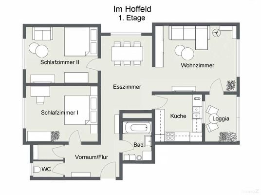 Grundriss - Im Hoffeld 60 - 1. Etage - 2D Floor Plan