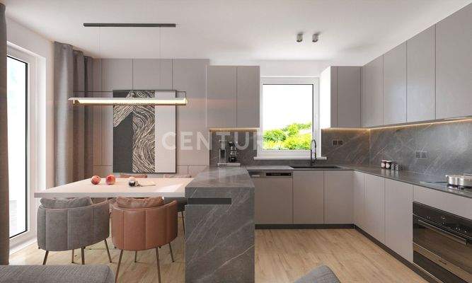 Wohn-, Ess- und Küchenbereich (visualisiert)