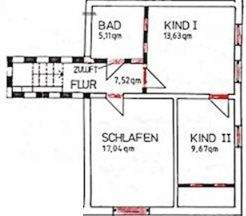 Grundriss 1. OG (große Maisonettewohnung Nr. 6))