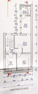 Grundriss Wohnung DG. der unteren Ebene 