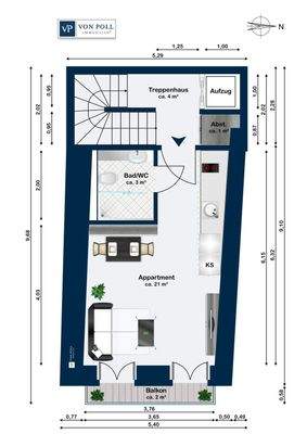 exemplarischer Grundriss Apartment