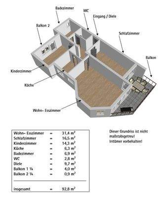 Grundriss und Wohnfläche