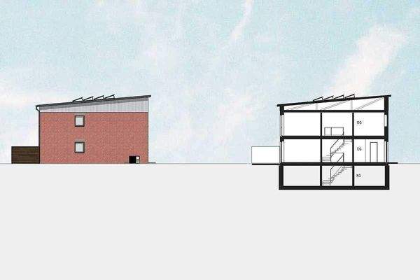 Schnitt-und-Giebelansicht Haus 9