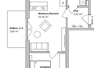 Grundriss - Möblierung dient nur zur Illustration